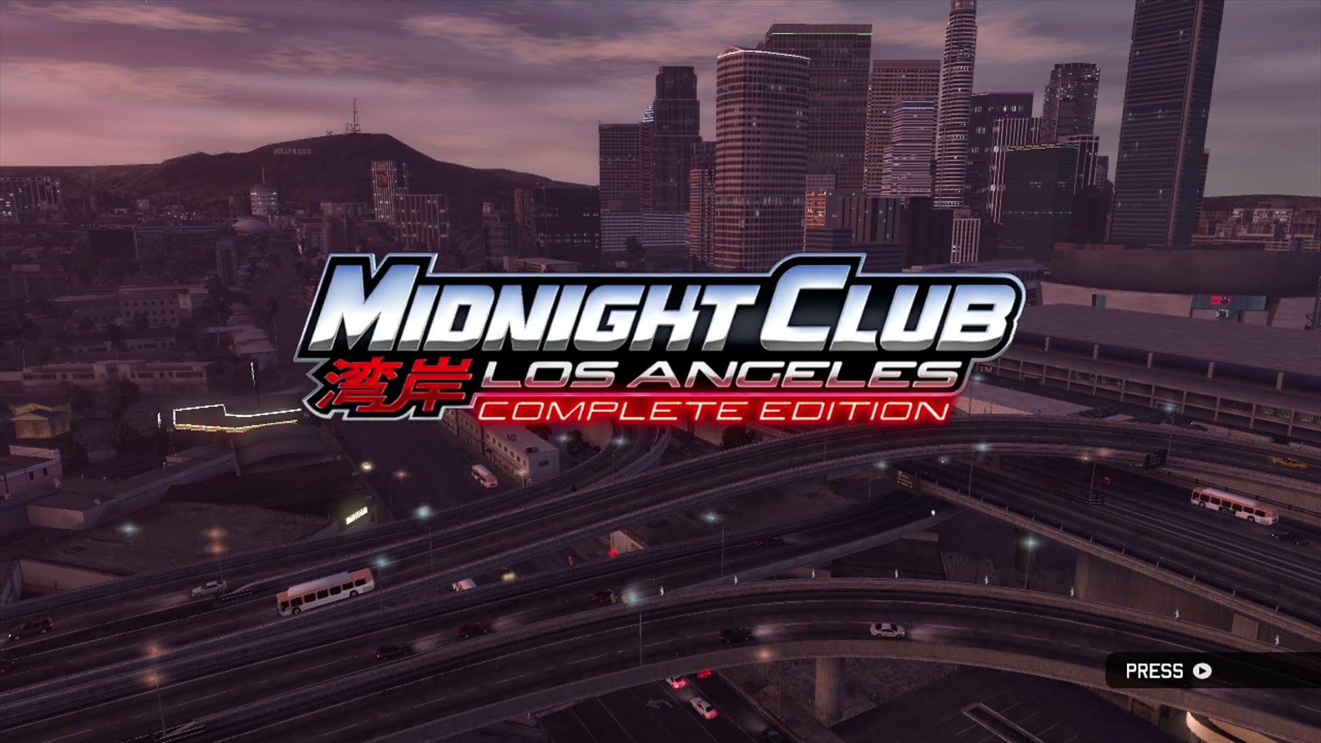Midnight Club Los Angeles title screen for Xbox 360